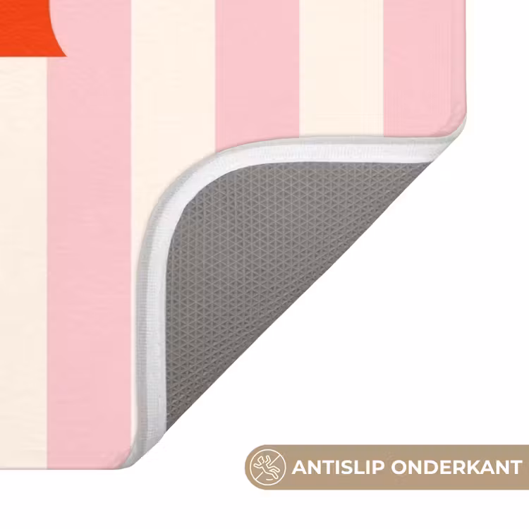 Wc Mat - Zachtroze - Rood - Strepen - Geniet — 3