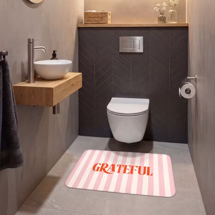 Wc Mat - Zachtroze - Rood - Strepen - Grateful — 2