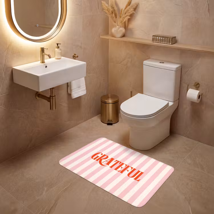 Wc Mat - Zachtroze - Rood - Strepen - Grateful — 4