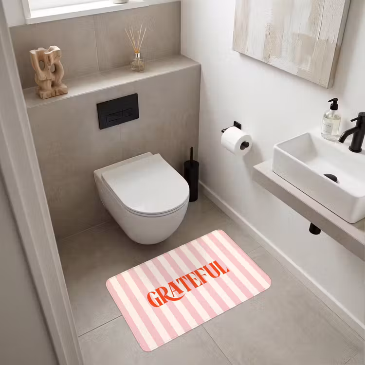 Wc Mat - Zachtroze - Rood - Strepen - Grateful — 6