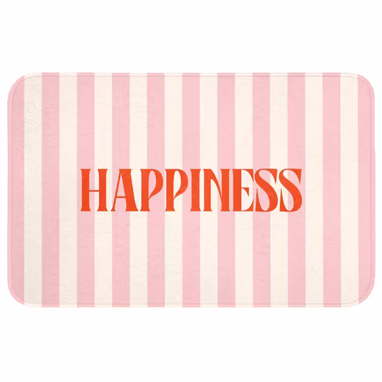 Wc Mat - Zachtroze - Rood - Strepen - Happiness — 1