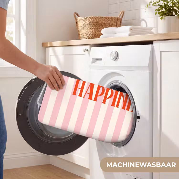 Wc Mat - Zachtroze - Rood - Strepen - Happiness — 5