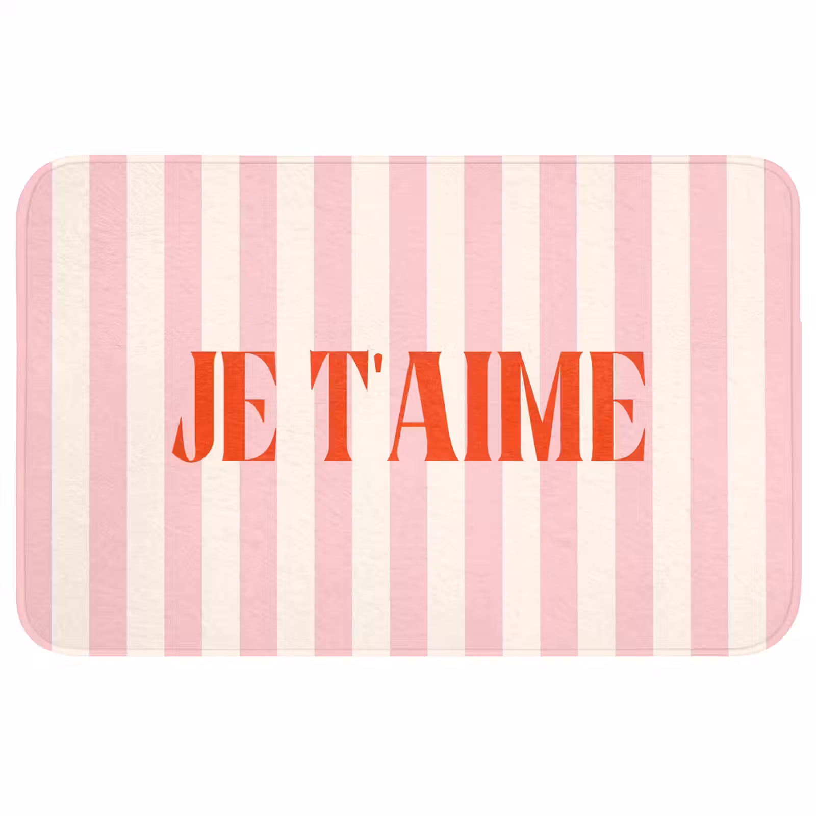 Wc Mat - Zachtroze - Rood - Strepen - Je t'aime — 1