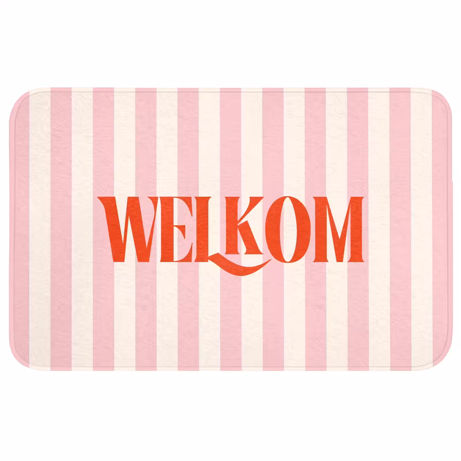 Wc Mat - Zachtroze - Rood - Strepen - Welkom — 1