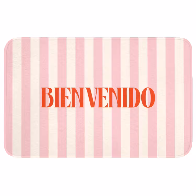 Wc Mat - Zachtroze - Rood - Strepen - Bienvenido — 1
