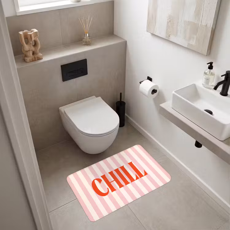 Wc Mat - Zachtroze - Rood - Strepen - Chill — 6