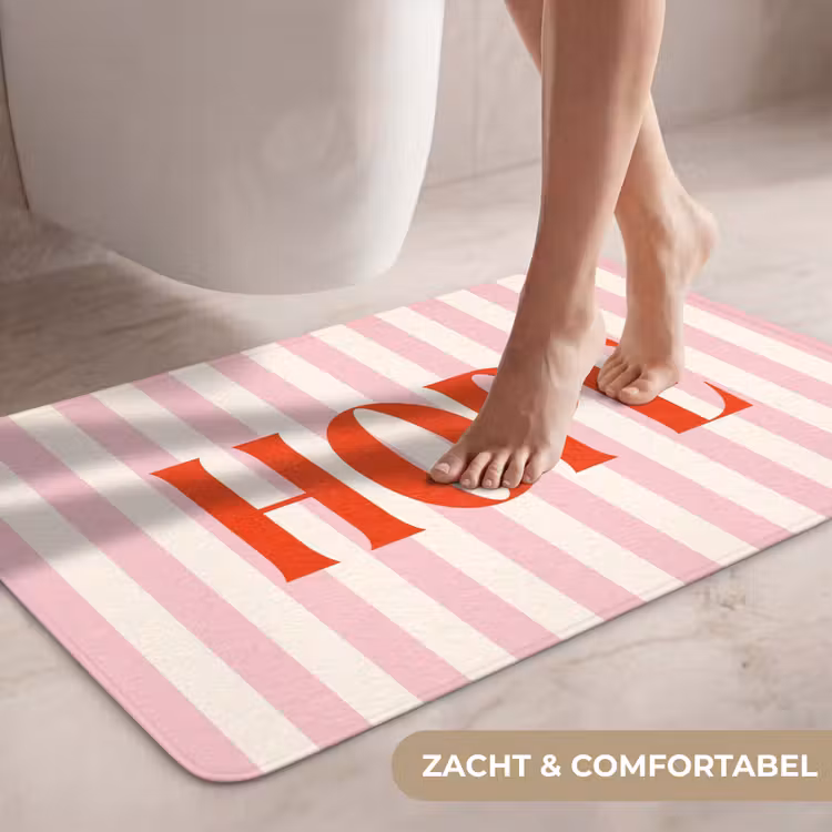 Wc Mat - Zachtroze - Rood - Strepen - Hope — 7