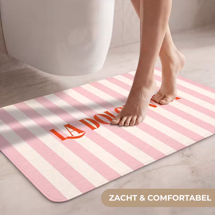 Wc Mat - Zachtroze - Rood - Strepen - La Dolce Vita — 7