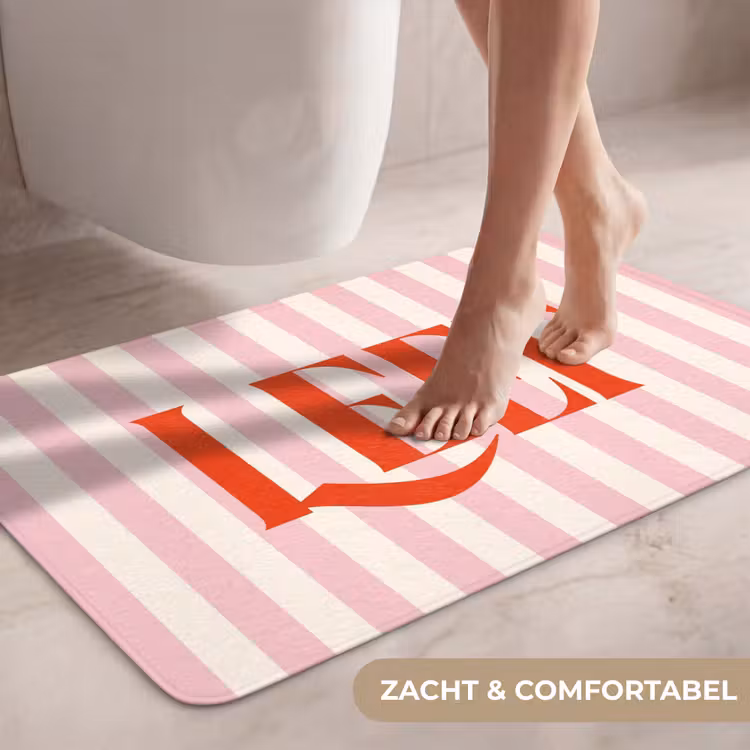 Wc Mat - Zachtroze - Rood - Strepen - Leef — 7