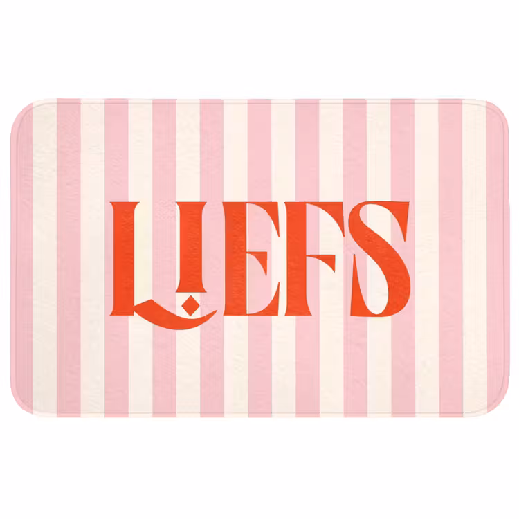 Wc Mat - Zachtroze - Rood - Strepen - Liefs — 1