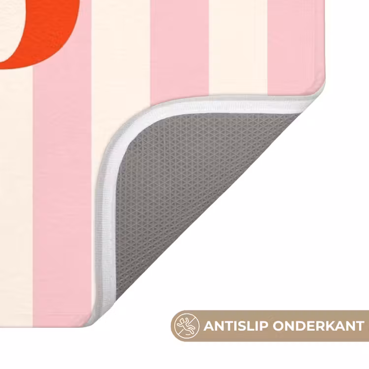 Wc Mat - Zachtroze - Rood - Strepen - Liefs — 3