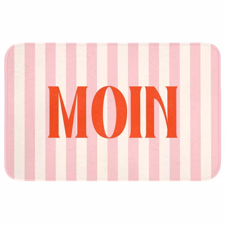 Wc Mat - Zachtroze - Rood - Strepen - Moin — 1