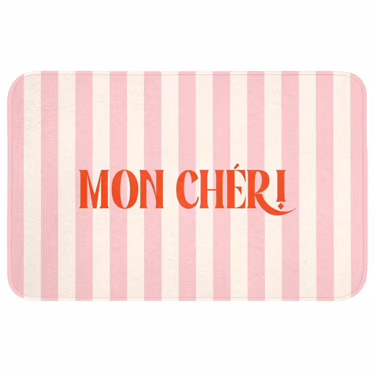 Wc Mat - Zachtroze - Rood - Strepen - Mon Chéri — 1
