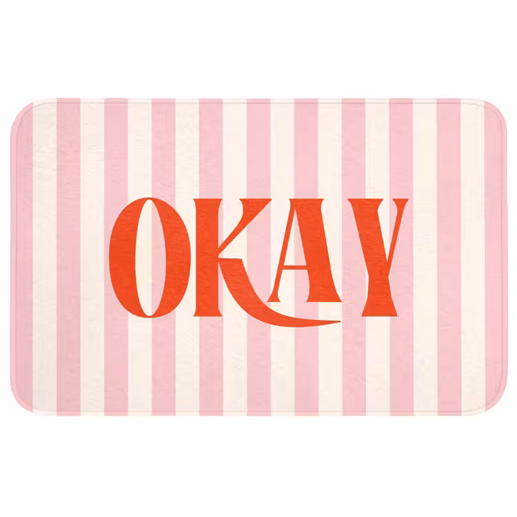Wc Mat - Zachtroze - Rood - Strepen - Okay — 1