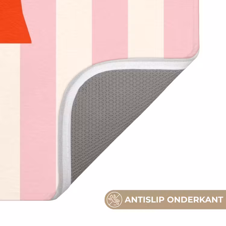 Wc Mat - Zachtroze - Rood - Strepen - Okay — 3