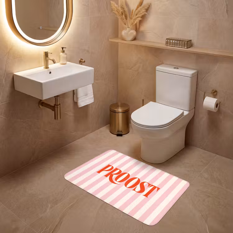 Wc Mat - Zachtroze - Rood - Strepen - Proost — 4