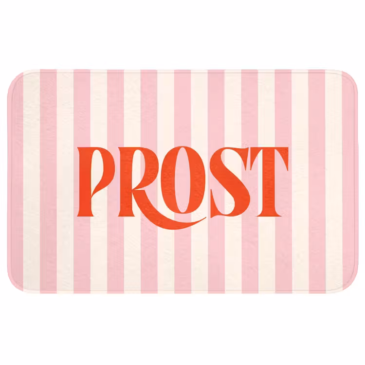 Wc Mat - Zachtroze - Rood - Strepen - Prost — 1