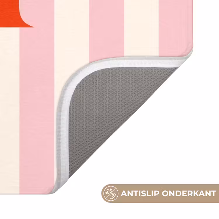 Wc Mat - Zachtroze - Rood - Strepen - Prost — 3