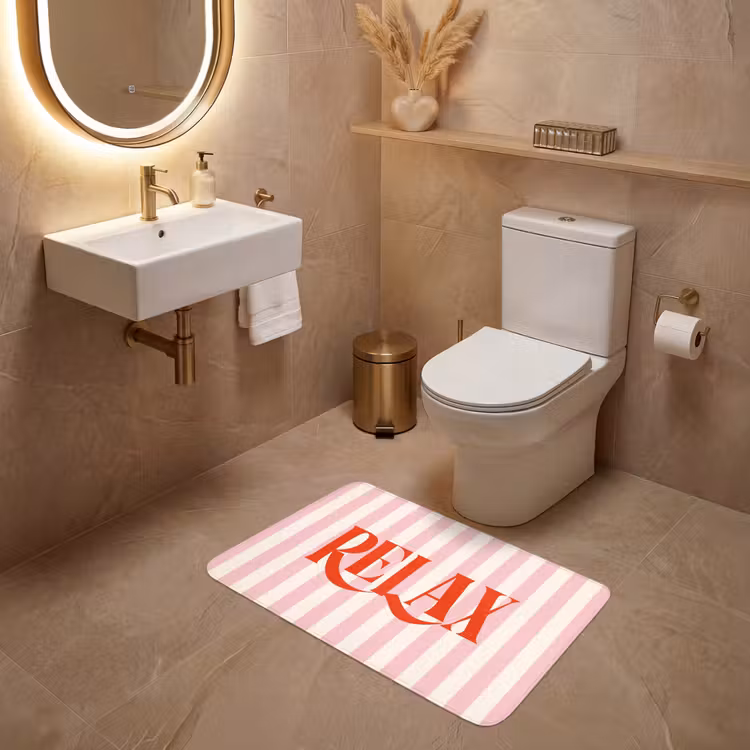 Wc Mat - Zachtroze - Rood - Strepen - Relax — 4