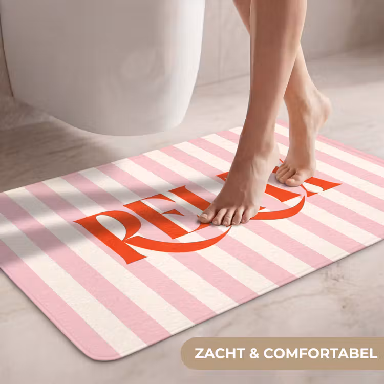 Wc Mat - Zachtroze - Rood - Strepen - Relax — 7