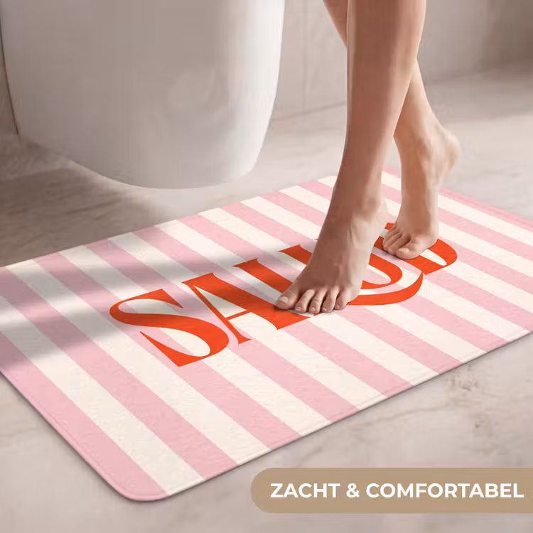 Wc Mat - Zachtroze - Rood - Strepen - Salud — 7