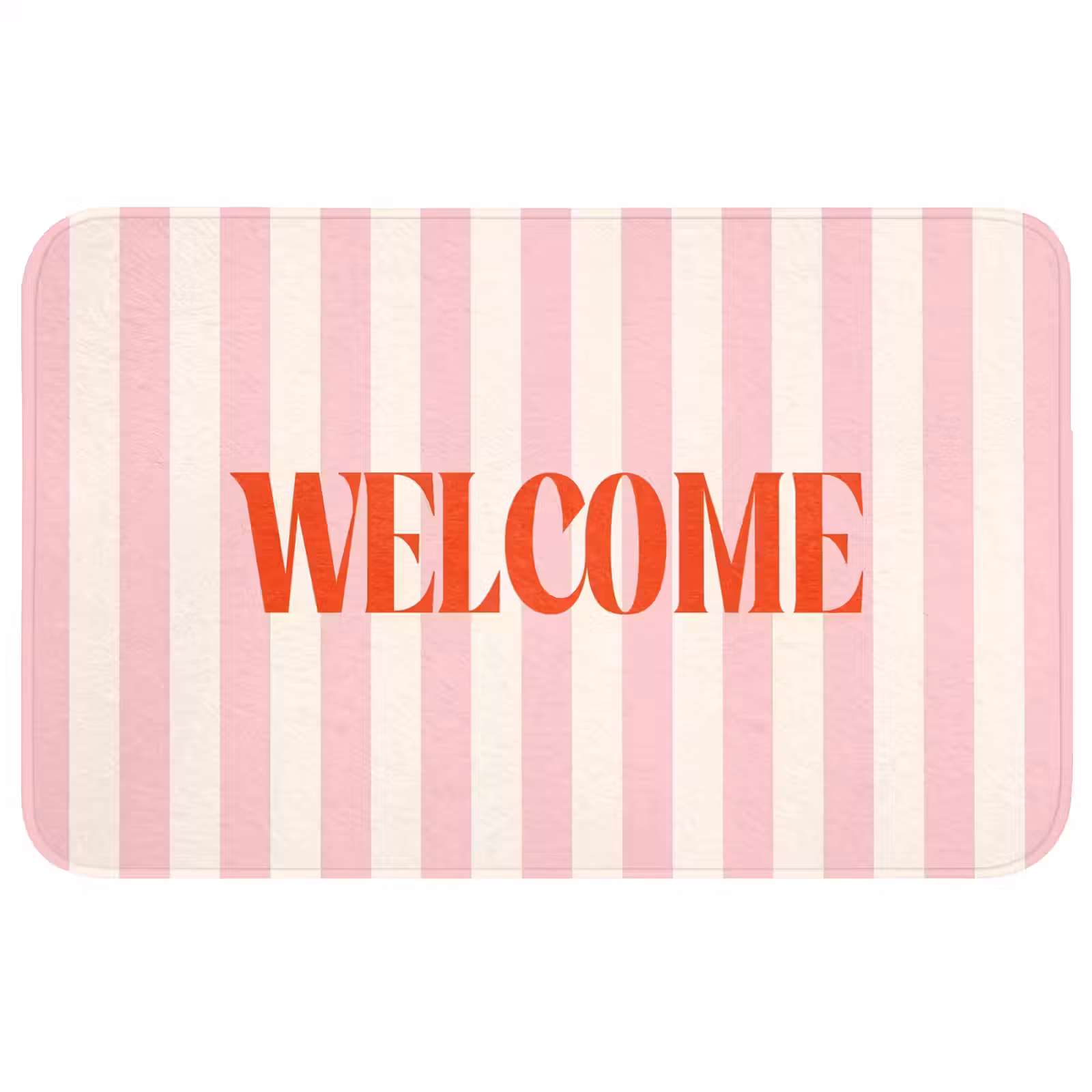 Wc Mat - Zachtroze - Rood - Strepen - Welcome — 1