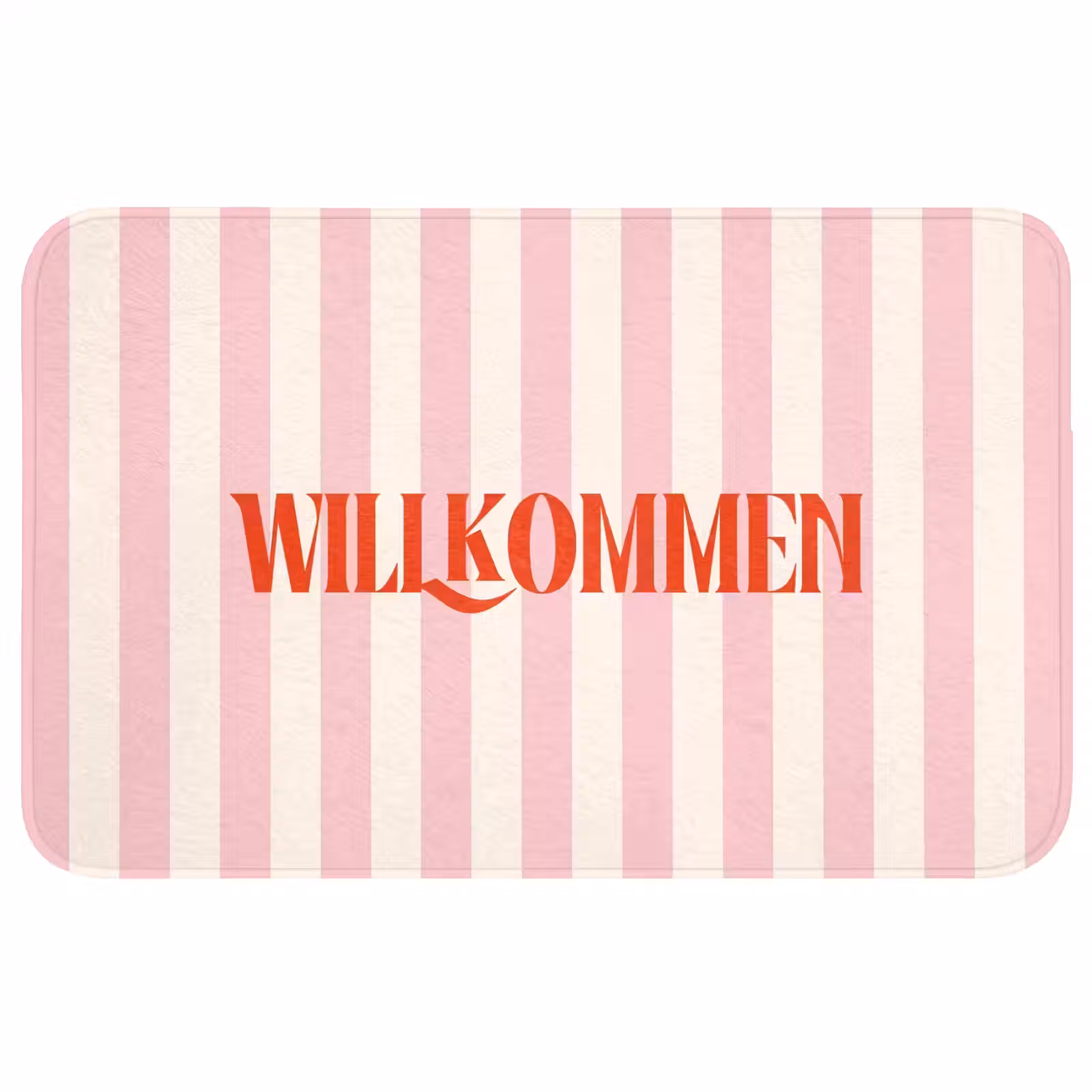 Wc Mat - Zachtroze - Rood - Strepen - Wilkommen — 1