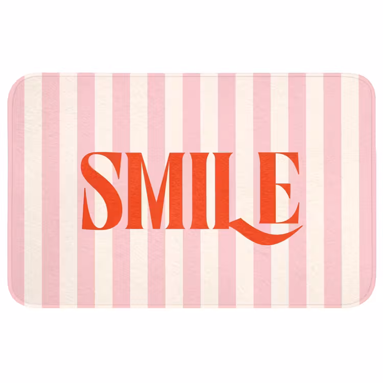 Wc Mat - Zachtroze - Rood - Strepen - Smile — 1