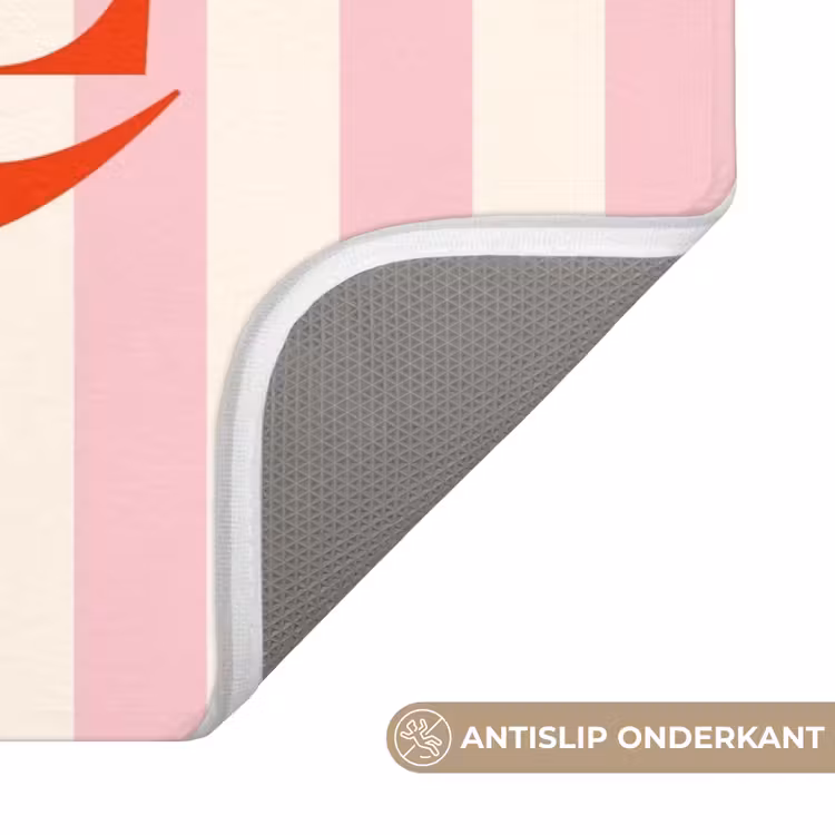 Wc Mat - Zachtroze - Rood - Strepen - Smile — 3