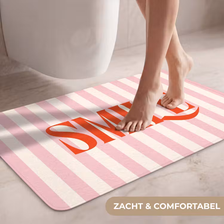 Wc Mat - Zachtroze - Rood - Strepen - Smile — 7