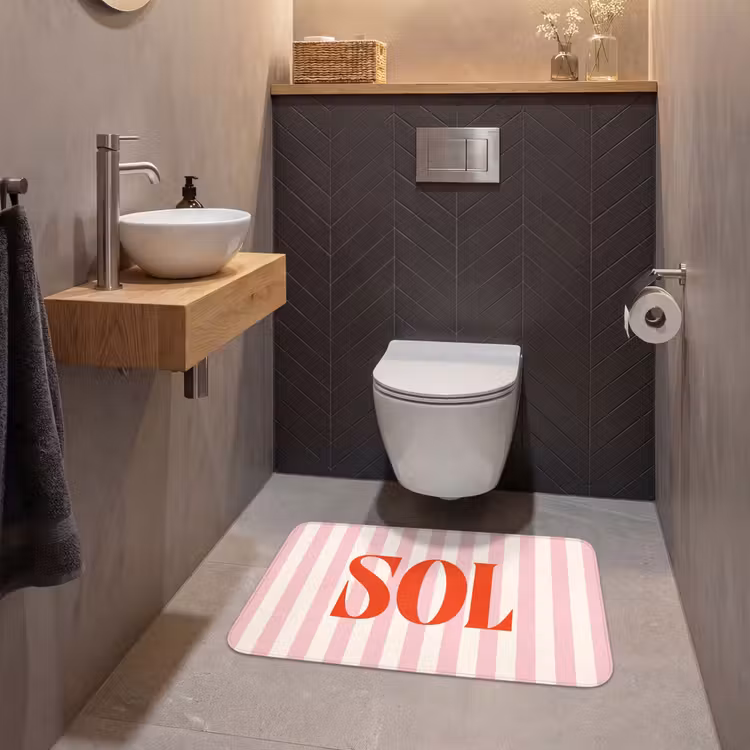 Wc Mat - Zachtroze - Rood - Strepen - Sol — 2