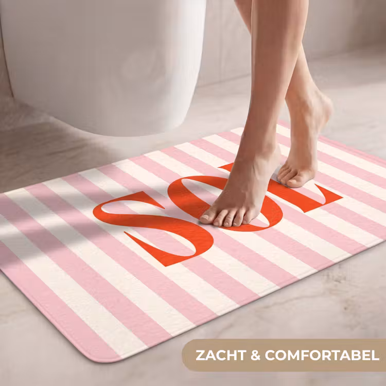 Wc Mat - Zachtroze - Rood - Strepen - Sol — 7