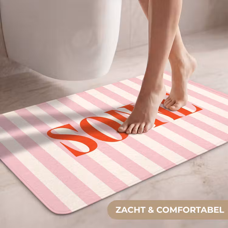 Wc Mat - Zachtroze - Rood - Strepen - Sonne — 7
