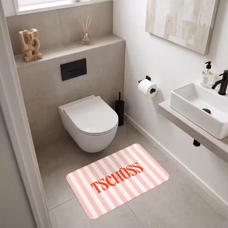 Wc Mat - Zachtroze - Rood - Strepen - Tschüss — 6