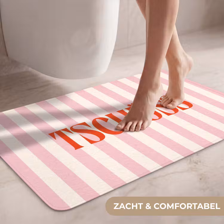 Wc Mat - Zachtroze - Rood - Strepen - Tschüss — 7