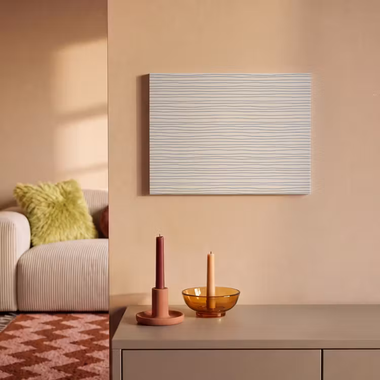 Akoestisch schilderij - Blauw - Strepen - Beige — 2