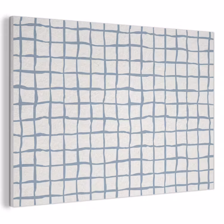 Akoestisch schilderij - Patroon - Raster - Blauw - Grijs — 1