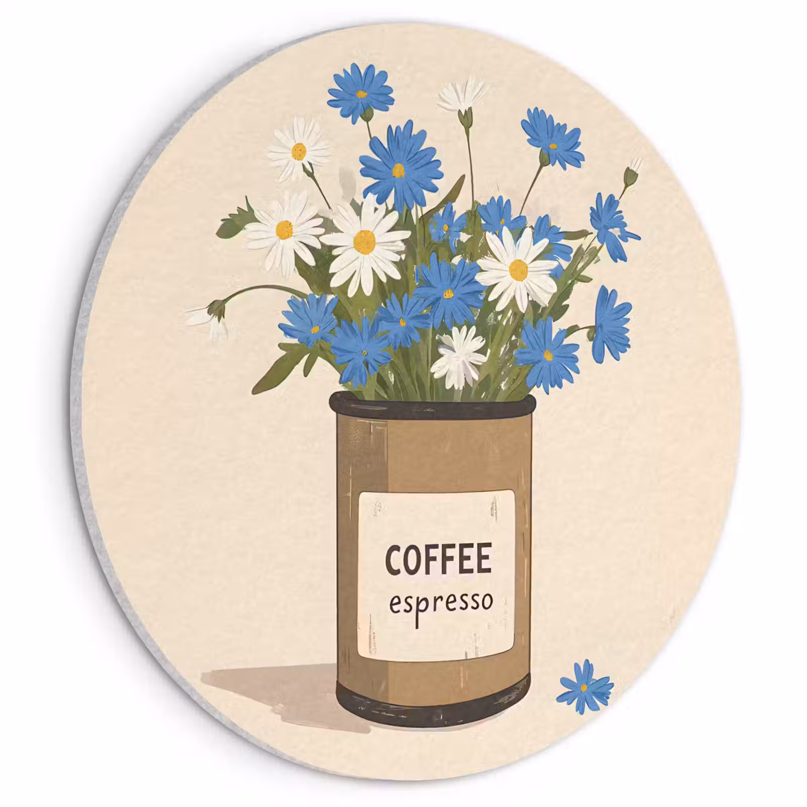 Akoestisch schilderij rond - Coffee - Blik - Minimalistisch - Bloemen — 1