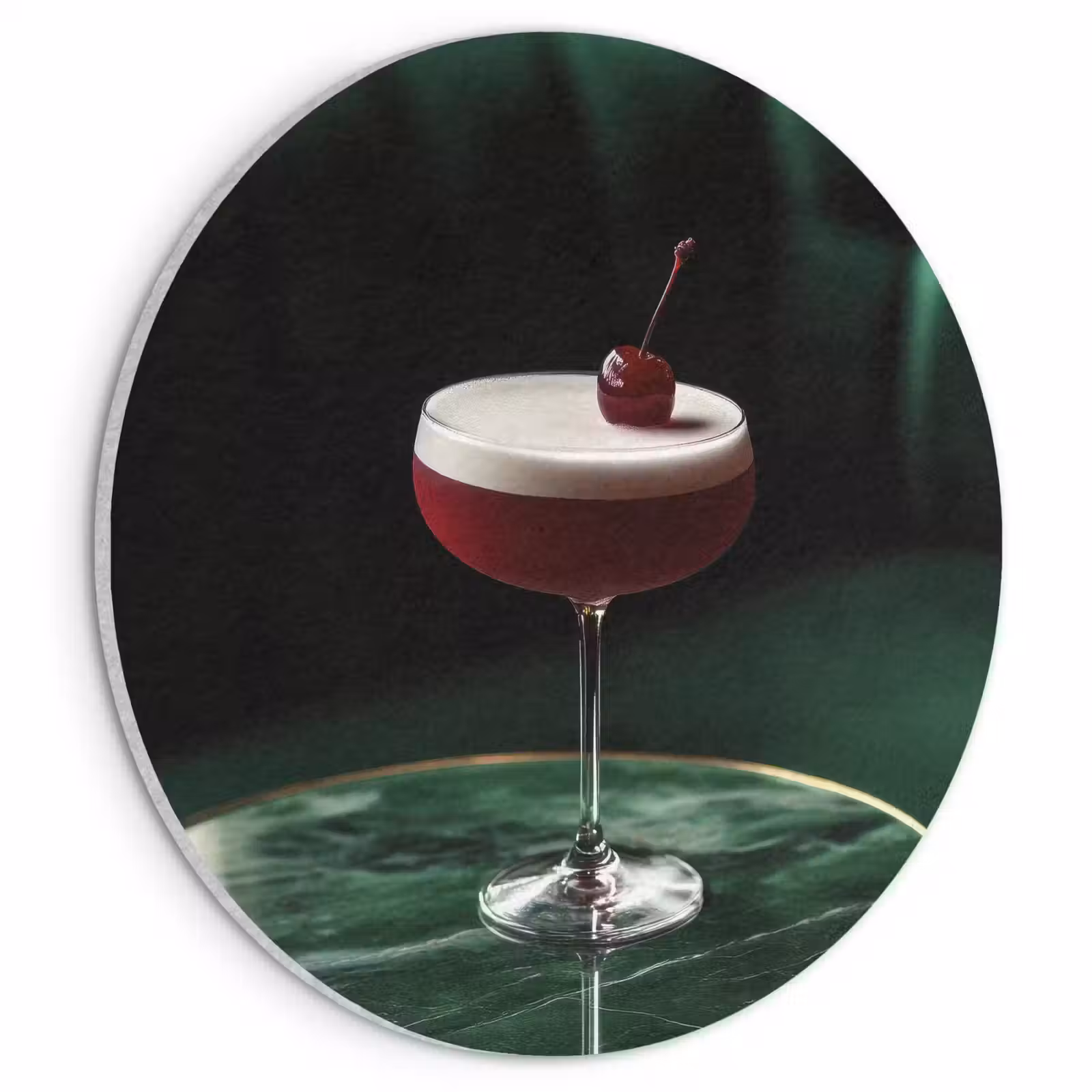 Akoestisch schilderij rond - Kers - Cocktail - Rood - Marmer — 1