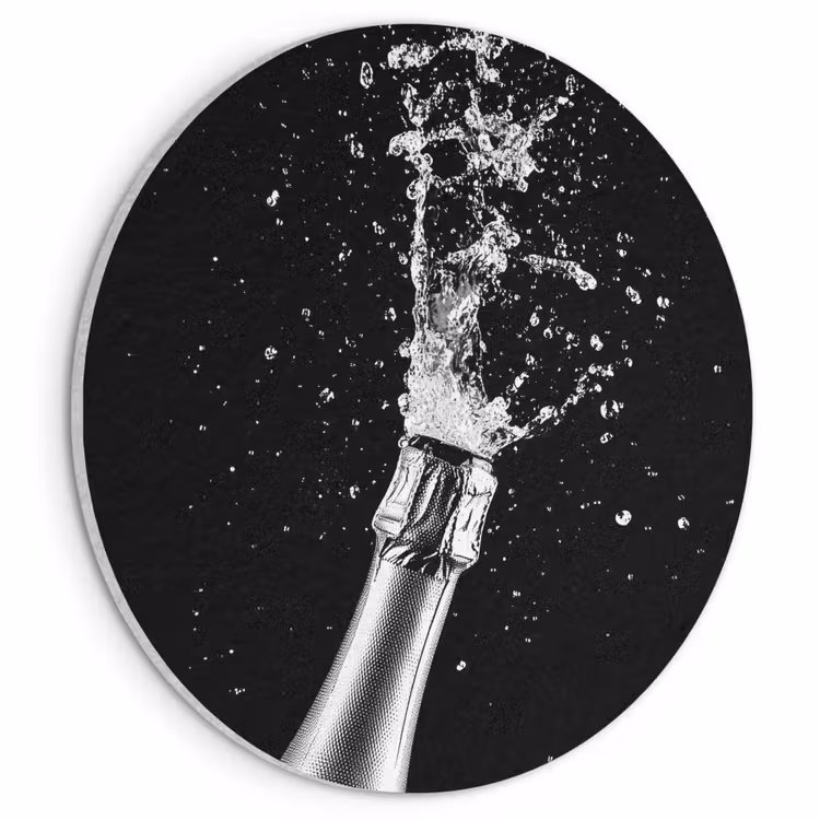Akoestisch schilderij rond - Champagne - Zwart - Spetters - Popping — 1