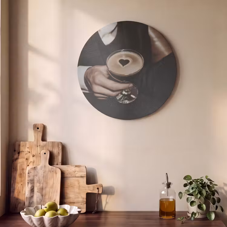 Akoestisch schilderij rond - Hartje - Cocktail - Espresso Martini - Hand — 4