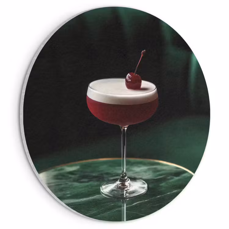 Akoestisch schilderij rond - Kers - Cocktail - Rood - Marmer — 1