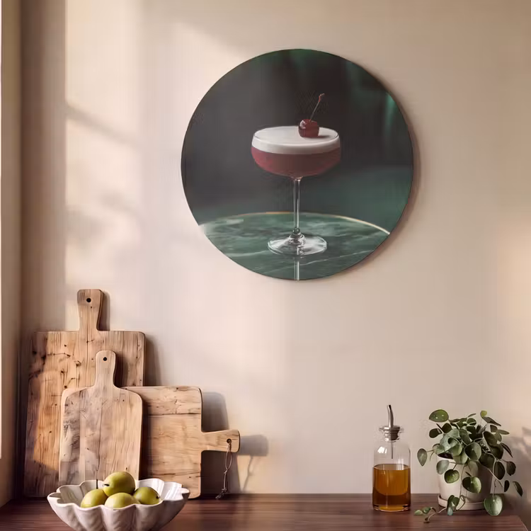 Akoestisch schilderij rond - Kers - Cocktail - Rood - Marmer — 4