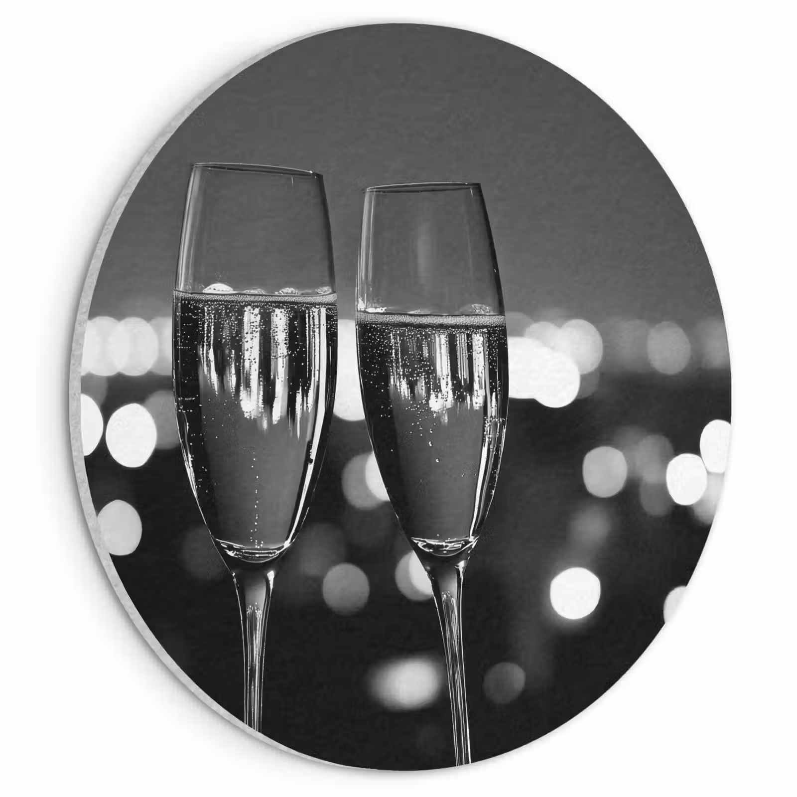 Akoestisch schilderij rond - Bubbels - Proosten - Champagneglazen - Stadslichten — 1