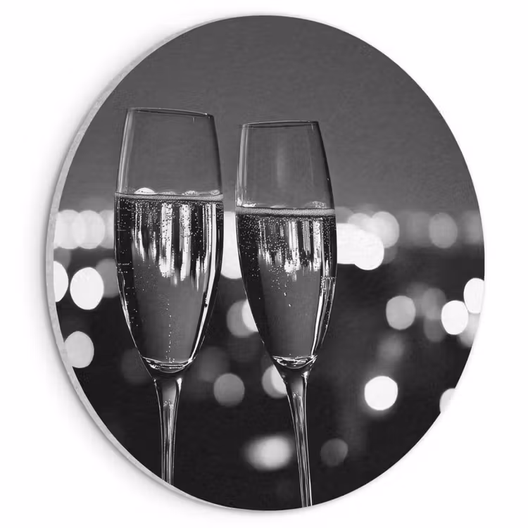 Akoestisch schilderij rond - Bubbels - Proosten - Champagneglazen - Stadslichten — 1