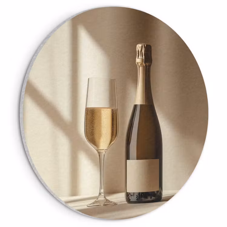 Akoestisch schilderij rond - Champagne - Beige - Schaduw - Bubbels — 1