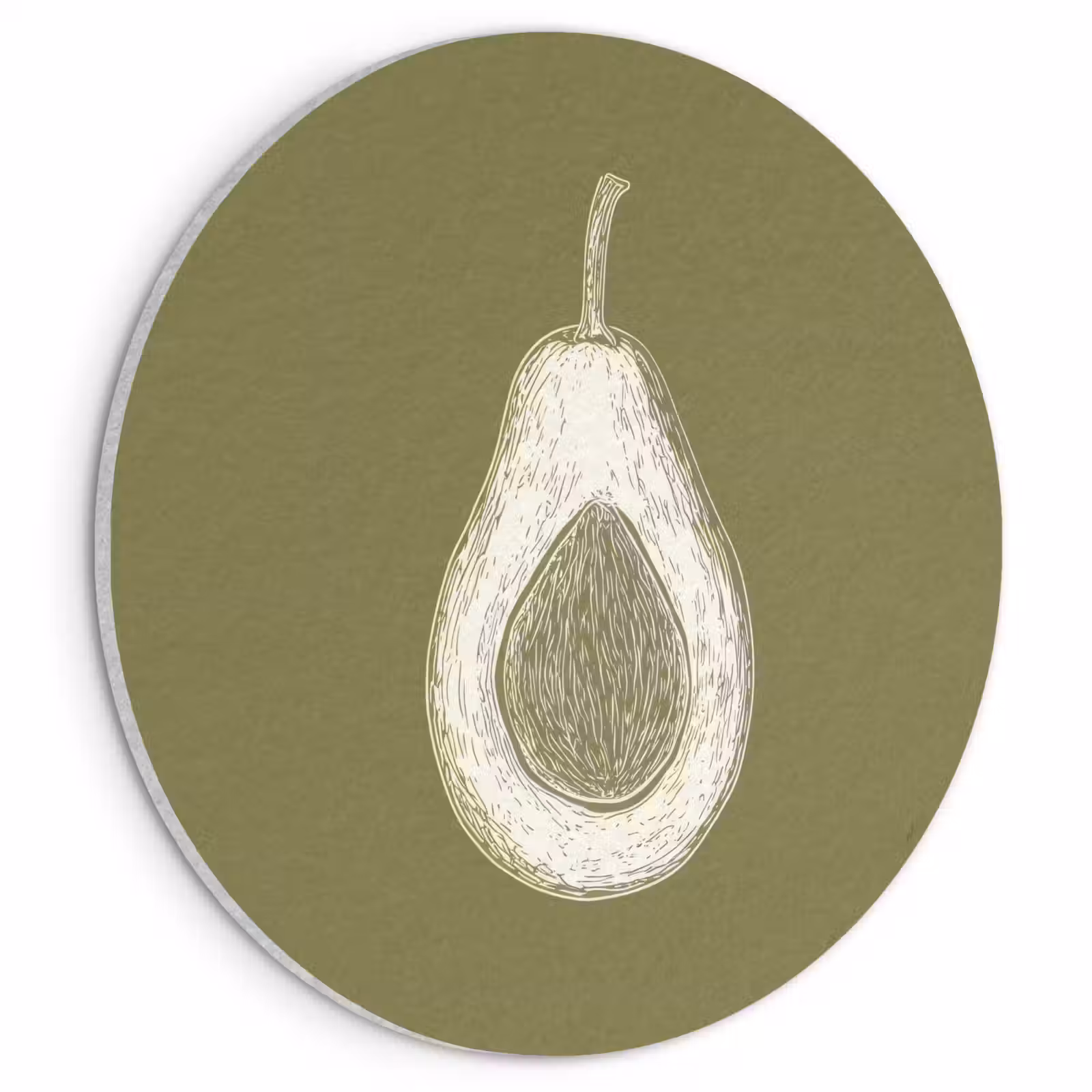 Akoestisch schilderij rond - Avocado - Minimalistisch - Illustratie - Groen — 1