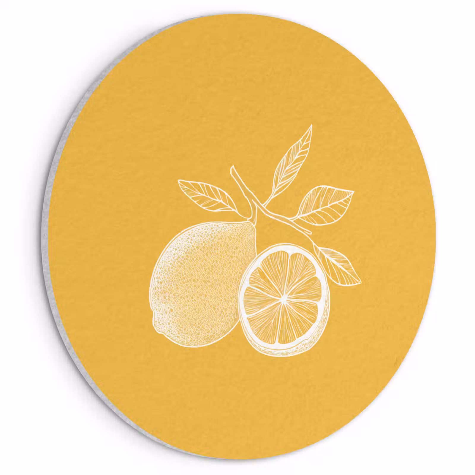 Akoestisch schilderij rond - Citroenen - Illustratie - Minimalistisch - Geel — 1
