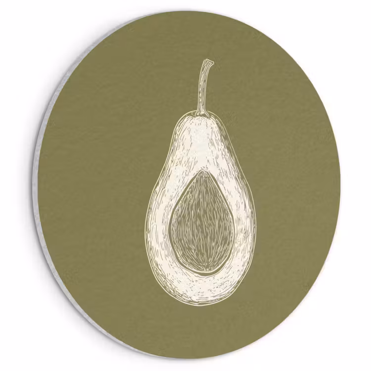 Akoestisch schilderij rond - Avocado - Minimalistisch - Illustratie - Groen — 1