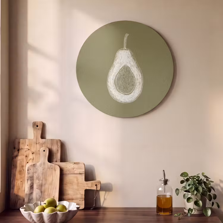 Akoestisch schilderij rond - Avocado - Minimalistisch - Illustratie - Groen — 4